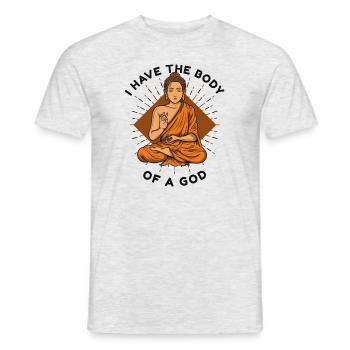 I Have The Body Of A God Buddhist Symbol Statue - Men's T-Shirt - heather grey - Front - AI Model Male 178 dark (178cm)