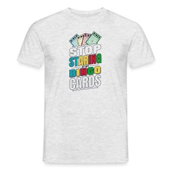 Stop Staring At My Bingo Cards Caller Daubers - Men's T-Shirt - heather grey - Front - AI Model Male 178 dark (178cm)