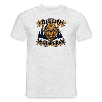 Bison Whisperer Buffalo Bison d’Amérique Bovinae - T-shirt homme - gris chiné - Devant - AI Model Male 178 dark (178cm)