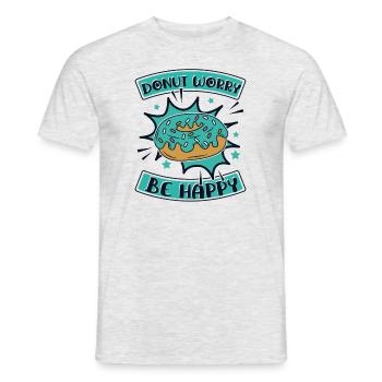Donut Worry Be Happy Doughnut Maker Glazed Lover - Men's T-Shirt - heather grey - Front - AI Model Male 178 dark (178cm)