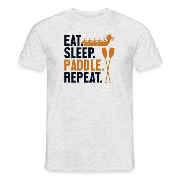 Eat Sleep Paddle Repeat Team Paddler Drummer - Men's T-Shirt - heather grey - Front - AI Model Male 178 dark (178cm)