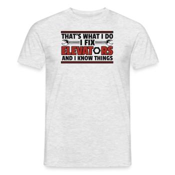 I Fix Elevators And I Know Things Repair Elevator - Men's T-Shirt - heather grey - Front - AI Model Male 178 dark (178cm)