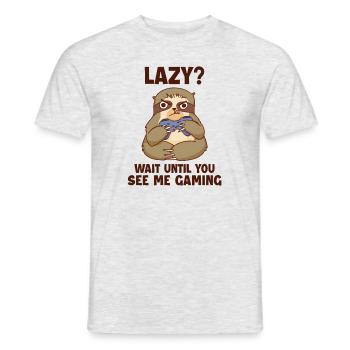 Warte, bis du mich beim Spielen mit brauner Kehle siehst - Männer T-Shirt - Grau meliert - Vorne - AI Model Male 178 dark (178cm)