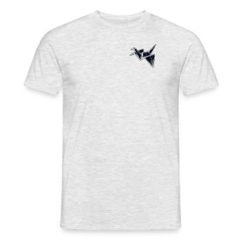 Origami Logo Emblem Eule Papier Kranich Falten - Männer T-Shirt - Grau meliert - Vorne - AI Model Male 178 dark (178cm)