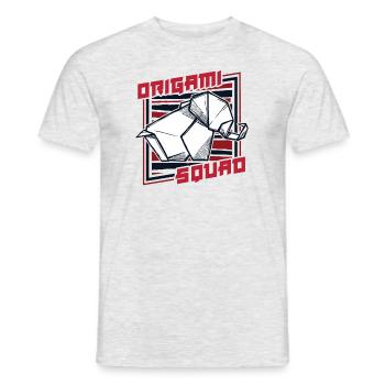 Origami Squad Pliant Hibou Papier Grue Maître - T-shirt homme - gris chiné - Devant - AI Model Male 178 dark (178cm)