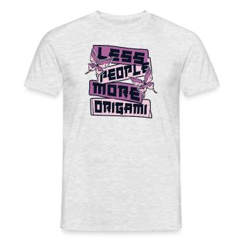 moins de personnes plus d’origami hibou grue en papier pliage - T-shirt homme - gris chiné - Devant - AI Model Male 178 dark (178cm)