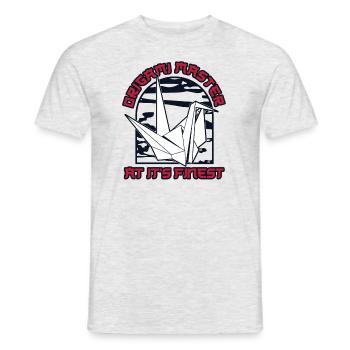 Le maître de l’origami à son meilleur maître hibou pliant - T-shirt homme - gris chiné - Devant - AI Model Male 178 dark (178cm)