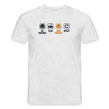 Manger Dormir Plus de crêpes Répéter les recettes Amoureux - T-shirt homme - gris chiné - Devant - AI Model Male 178 dark (178cm)
