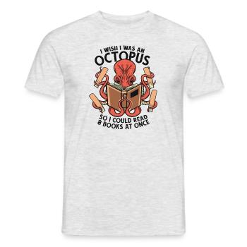 Konnte 8 Bücher auf einmal lesen Octopoda Cephalopoda - Männer T-Shirt - Grau meliert - Vorne - AI Model Male 178 dark (178cm)