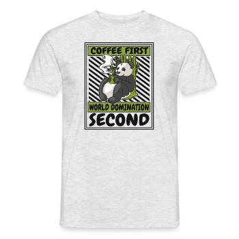 Café Première Domination du Monde Deuxième Panda Ours - T-shirt homme - gris chiné - Devant - AI Model Male 178 dark (178cm)