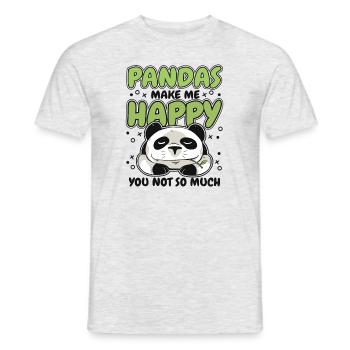Pandas Make Me Happy Panda Ours Ami Amant - T-shirt homme - gris chiné - Devant - AI Model Male 178 dark (178cm)