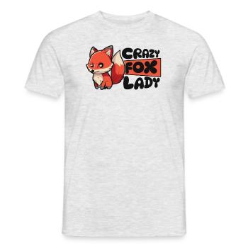 Crazy Fox Lady Canidae Caninae Red Fox Fox Lover - Men's T-Shirt - heather grey - Front - AI Model Male 178 dark (178cm)