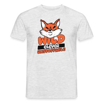 Wild Clever Unstoppable Red Fox Canidae Caninae - Men's T-Shirt - heather grey - Front - AI Model Male 178 dark (178cm)
