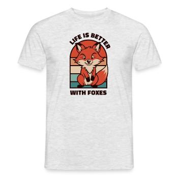 Life Is Better With Foxes Canidae Caninae Red Fox - Men's T-Shirt - heather grey - Front - AI Model Male 178 dark (178cm)