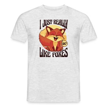 I Just Really Like Foxes Caninae Red Fox Canidae - Men's T-Shirt - heather grey - Front - AI Model Male 178 dark (178cm)