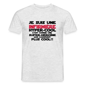 une infirmière hyper-cool - T-shirt homme - gris chiné - Devant - AI Model Male 178 dark (178cm)