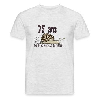 75 ans escargot anniversaire pas plus vite vitesse - T-shirt homme - gris chiné - Devant - AI Model Male 178 dark (178cm)
