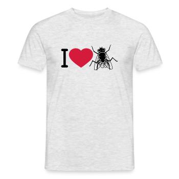 J’aime Housefly Heart - T-shirt homme - gris chiné - Devant - AI Model Male 178 dark (178cm)