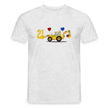 21. Geburtstag Bagger Traktor - Männer T-Shirt - Grau meliert - Vorne - AI Model Male 178 dark (178cm)