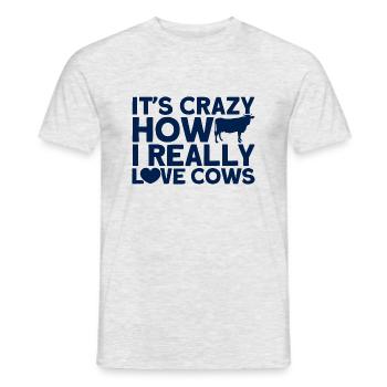 Crazy how I really love cows cow gift - Men's T-Shirt - heather grey - Front - AI Model Male 178 dark (178cm)