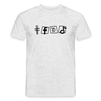 Influenceur - maniaque des médias sociaux - T-shirt homme - gris chiné - Devant - AI Model Male 178 dark (178cm)