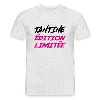TANTINE édition limitée - T-shirt homme - gris chiné - Devant - AI Model Male 178 dark (178cm)