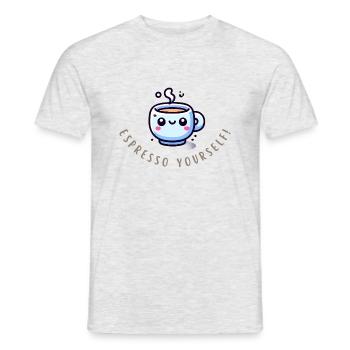Espresso Yourself – Lustiges Kaffee-Shirt - Männer T-Shirt - Grau meliert - Vorne - AI Model Male 178 dark (178cm)