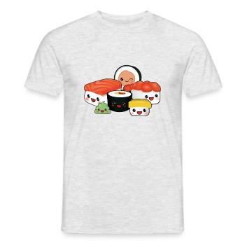 Happy Sushi famille - T-shirt homme - gris chiné - Devant - AI Model Male 178 dark (178cm)