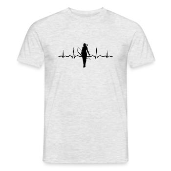 Archery Heartbeat Ladies Girls Archery Bog - Men's T-Shirt - heather grey - Front - AI Model Male 178 dark (178cm)