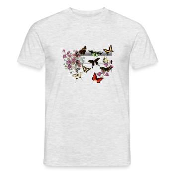 Papillons - T-shirt homme - gris chiné - Devant - AI Model Male 178 dark (178cm)