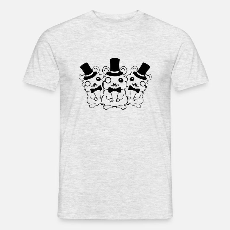 3 Monokel Zylinder Hamster - Männer T-Shirt - Grau meliert