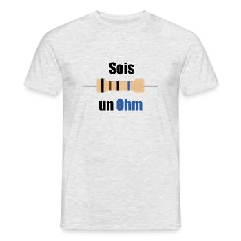 Sois un Ohm - Texte noir - T-shirt homme - gris chiné - Devant - AI Model Male 178 dark (178cm)