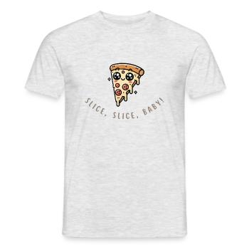 Slice Slice Baby – Lustiges Pizza Shirt - Männer T-Shirt - Grau meliert - Vorne - AI Model Male 178 dark (178cm)