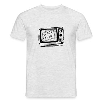 old TV read a book Note - Men's T-Shirt - heather grey - Front - AI Model Male 178 dark (178cm)