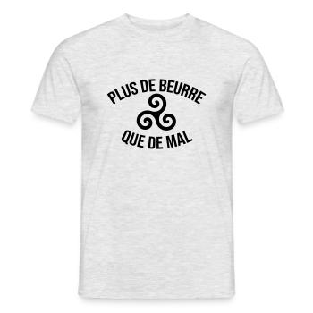 Plus de beurre que de mal - T-shirt homme - gris chiné - Devant - AI Model Male 178 dark (178cm)