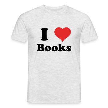 i love Books - Men's T-Shirt - heather grey - Front - AI Model Male 178 dark (178cm)
