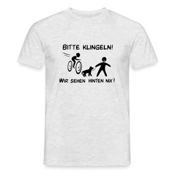 Bitte klingeln! Radfahrer-Hund - Männer T-Shirt - Grau meliert - Vorne - AI Model Male 178 dark (178cm)