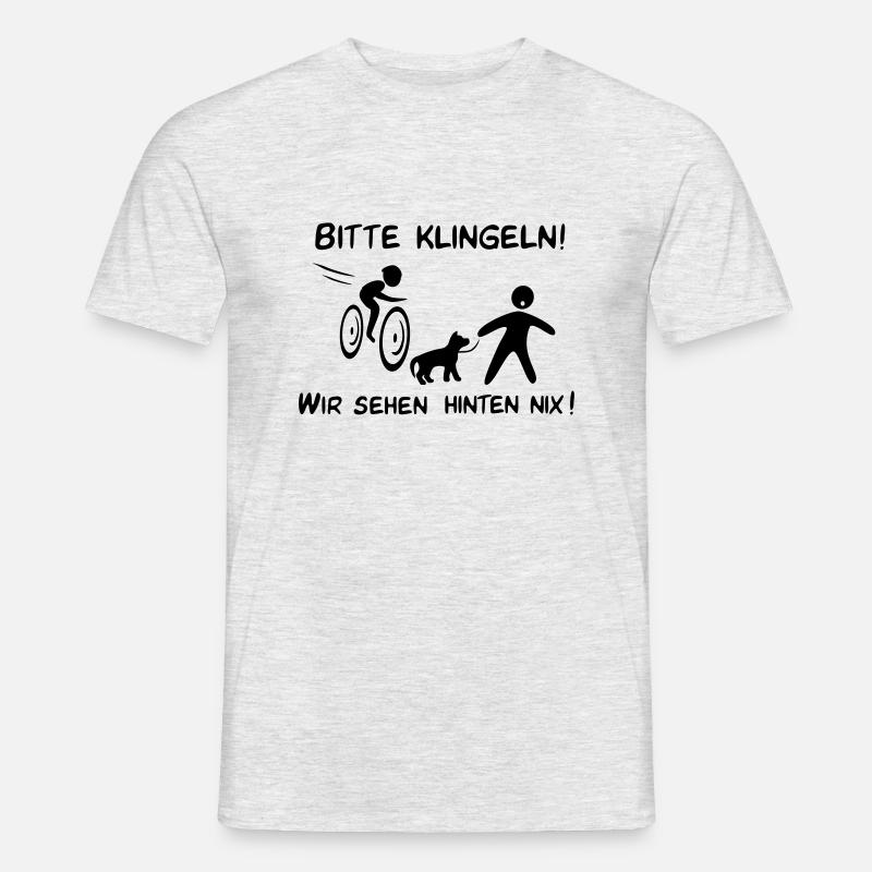 Bitte klingeln! Radfahrer-Hund - Männer T-Shirt - Grau meliert