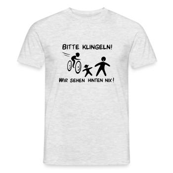 Bitte klingeln! Radfahrer-Hund - Männer T-Shirt - Grau meliert - Vorne - AI Model Male 178 dark (178cm)