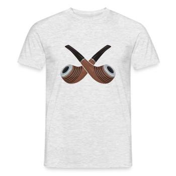 Zwei gekreuzte Tabak Pfeifen - Männer T-Shirt - Grau meliert - Vorne - AI Model Male 178 dark (178cm)