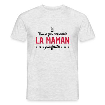 voici à quoi ressemble la maman parfaite - T-shirt homme - gris chiné - Devant - AI Model Male 178 dark (178cm)