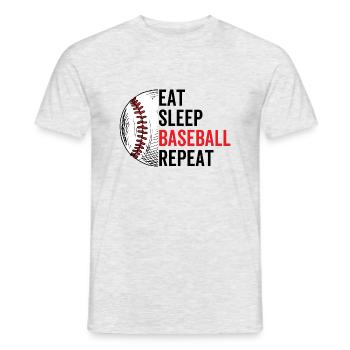 Essen Schlaf Baseball Wiederholung - Männer T-Shirt - Grau meliert - Vorne - AI Model Male 178 dark (178cm)