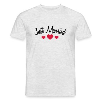 Just Married Hearts Logo Design - Men's T-Shirt - heather grey - Front - AI Model Male 178 dark (178cm)