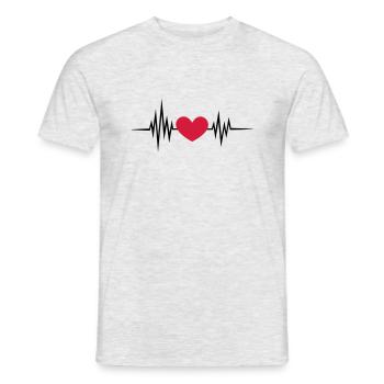 Pulse, heart rate, heartbeat, frequency, I love - Men's T-Shirt - heather grey - Front - AI Model Male 178 dark (178cm)