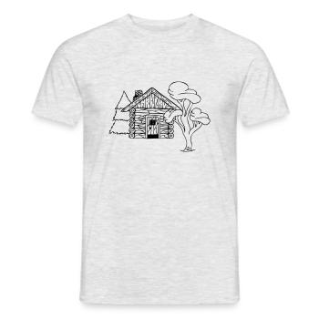 Wooden hut Cube - Men's T-Shirt - heather grey - Front - AI Model Male 178 dark (178cm)