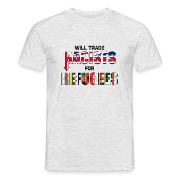 Va-t-on échanger des racistes contre des réfugiés - T-shirt homme - gris chiné - Devant - AI Model Male 178 dark (178cm)