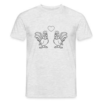 Hahn Comic Paar Liebe - Männer T-Shirt - Grau meliert - Vorne - AI Model Male 178 dark (178cm)
