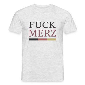 fuck merz - Männer T-Shirt - Grau meliert - Vorne - AI Model Male 178 dark (178cm)