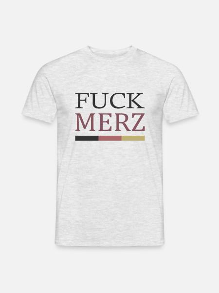 fuck merz - Männer T-Shirt - Grau meliert