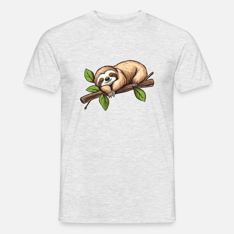Faultier Schlafend - Männer T-Shirt - Grau meliert